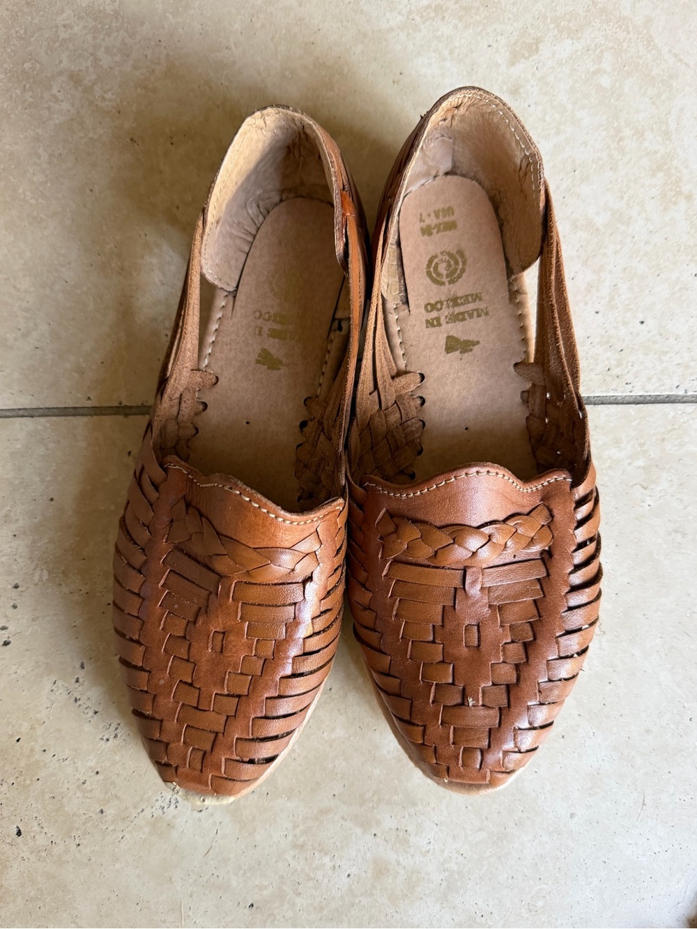 New Handwoven Leather Huarache Mexican Loafers / Slip On Sandals